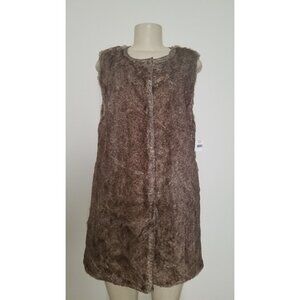 AVALEIGH WOMEN'S BROWN MIDDLE FAUX FUR VEST SIZE M #831